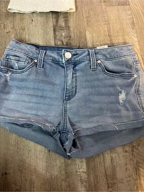 Seven7 Light Blue Distressed Denim Shorts